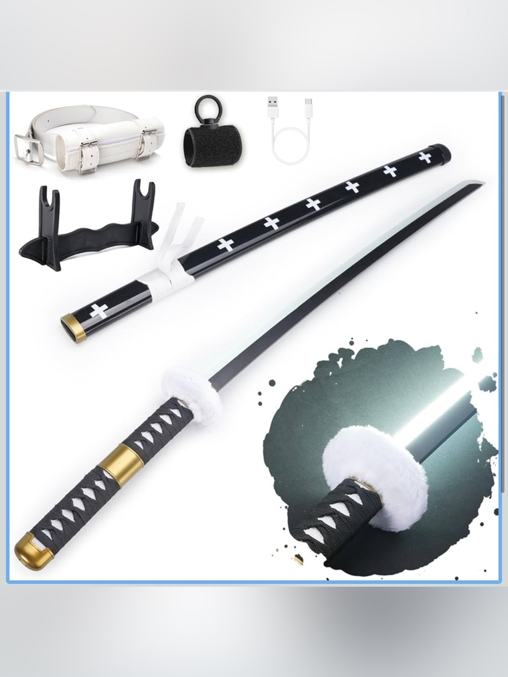 Light Up Bleach Katana Swords 41 Inch Collectible Gift USB Rechargeable Gift
